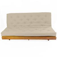 Sofá Cama Futon L Sarja Bege Em Madeira Nobre Maciça - 3