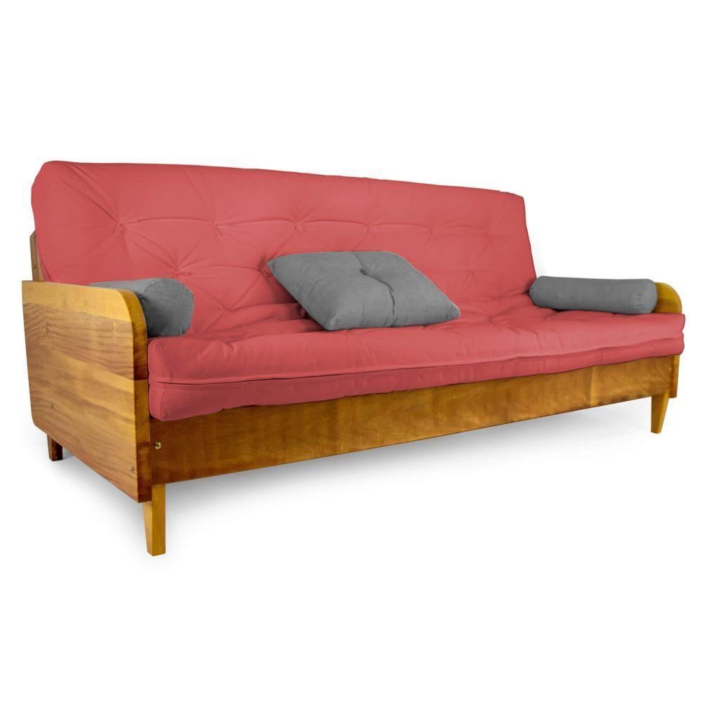 Sofá Cama Paris Sarja Madeira Nobre Natural - Goiaba - 1