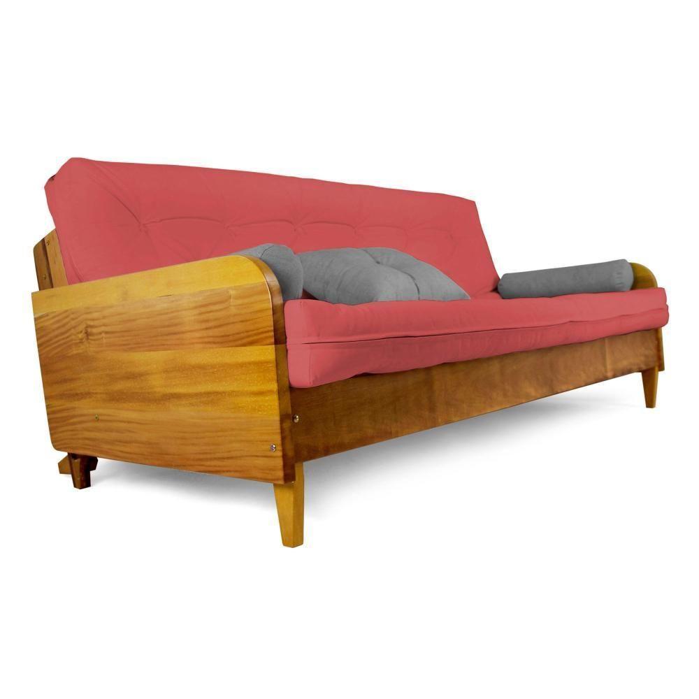 Sofá Cama Paris Sarja Madeira Nobre Natural - Goiaba - 2