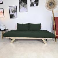 Sofá Japão Futon Verde Militar Em Madeira Maciça - 3