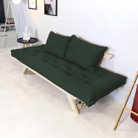 Sofá Japão Futon Verde Militar Em Madeira Maciça - 5