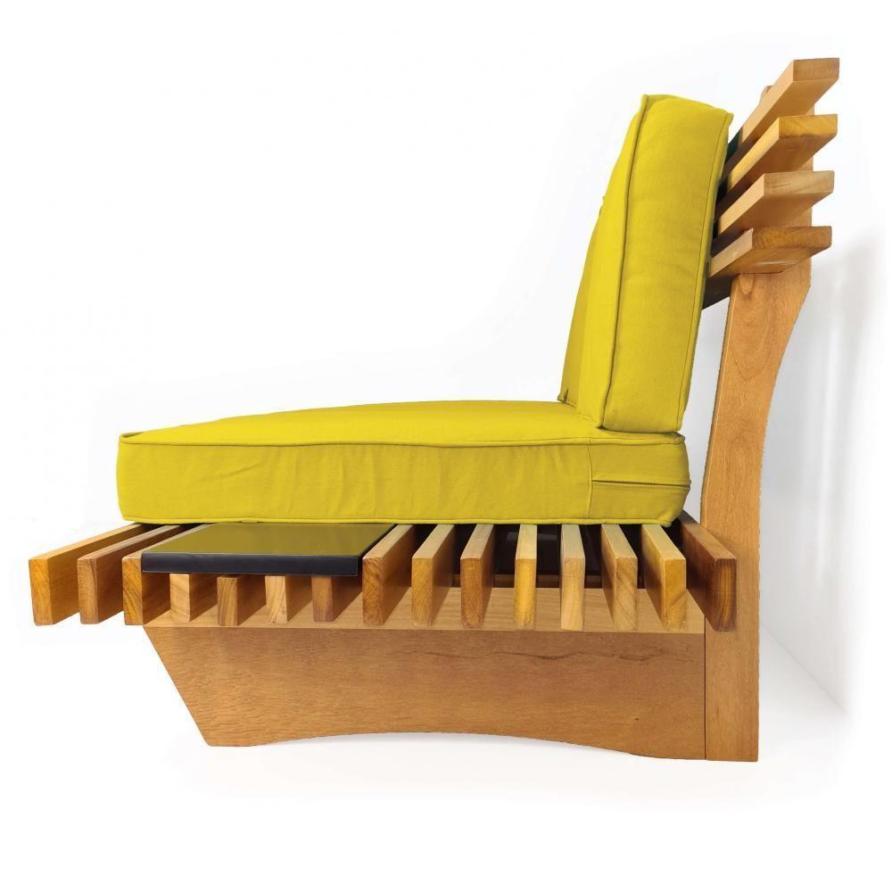 Sofá 3 Lugares Madeira Nobre Maciça Xangai Sala Moderna Amarelo - 6