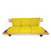 Sofá 3 Lugares Madeira Nobre Maciça Xangai Sala Moderna Amarelo - 1