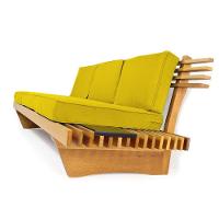 Sofá 3 Lugares Madeira Nobre Maciça Xangai Sala Moderna Amarelo - 2