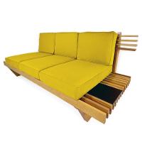 Sofá 3 Lugares Madeira Nobre Maciça Xangai Sala Moderna Amarelo - 5