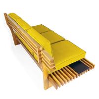 Sofá 3 Lugares Madeira Nobre Maciça Xangai Sala Moderna Amarelo - 7