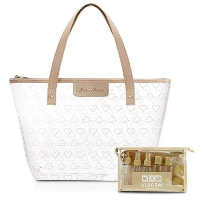 Kit De Bolsa Transparente E Frascos De Viagem De 10 Peças, Bege