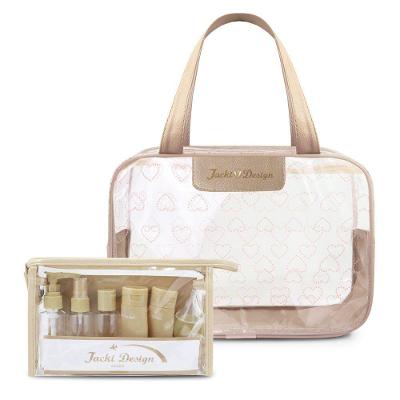 Kit De Bolsa Transparente E Frascos De Viagem De 10 Peças Bege