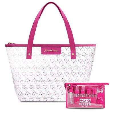 Kit De Bolsa Transparente E Frascos De Viagem De 10 Peças, Pink
