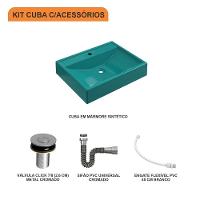 Kit Cuba Rt49 C/válvula Click 1''b (2,6cm) + Sifão Cromado + Flexível Azul Turquesa Azul Turquesa - 8
