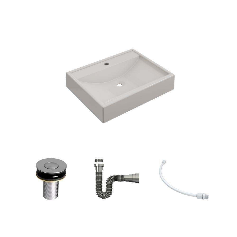 Kit Cuba Rt49 C/válvula Click 1''b (2,6cm) + Sifão Cromado + Flexível Bege Bege - 2