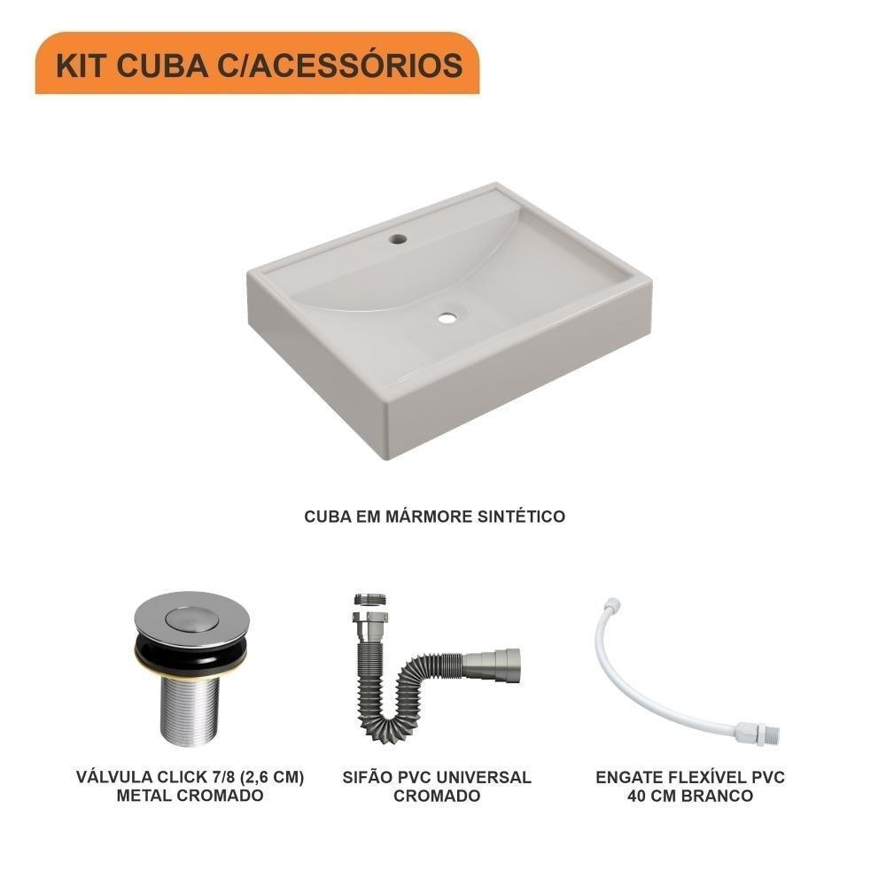 Kit Cuba Rt49 C/válvula Click 1''b (2,6cm) + Sifão Cromado + Flexível Bege Bege - 8