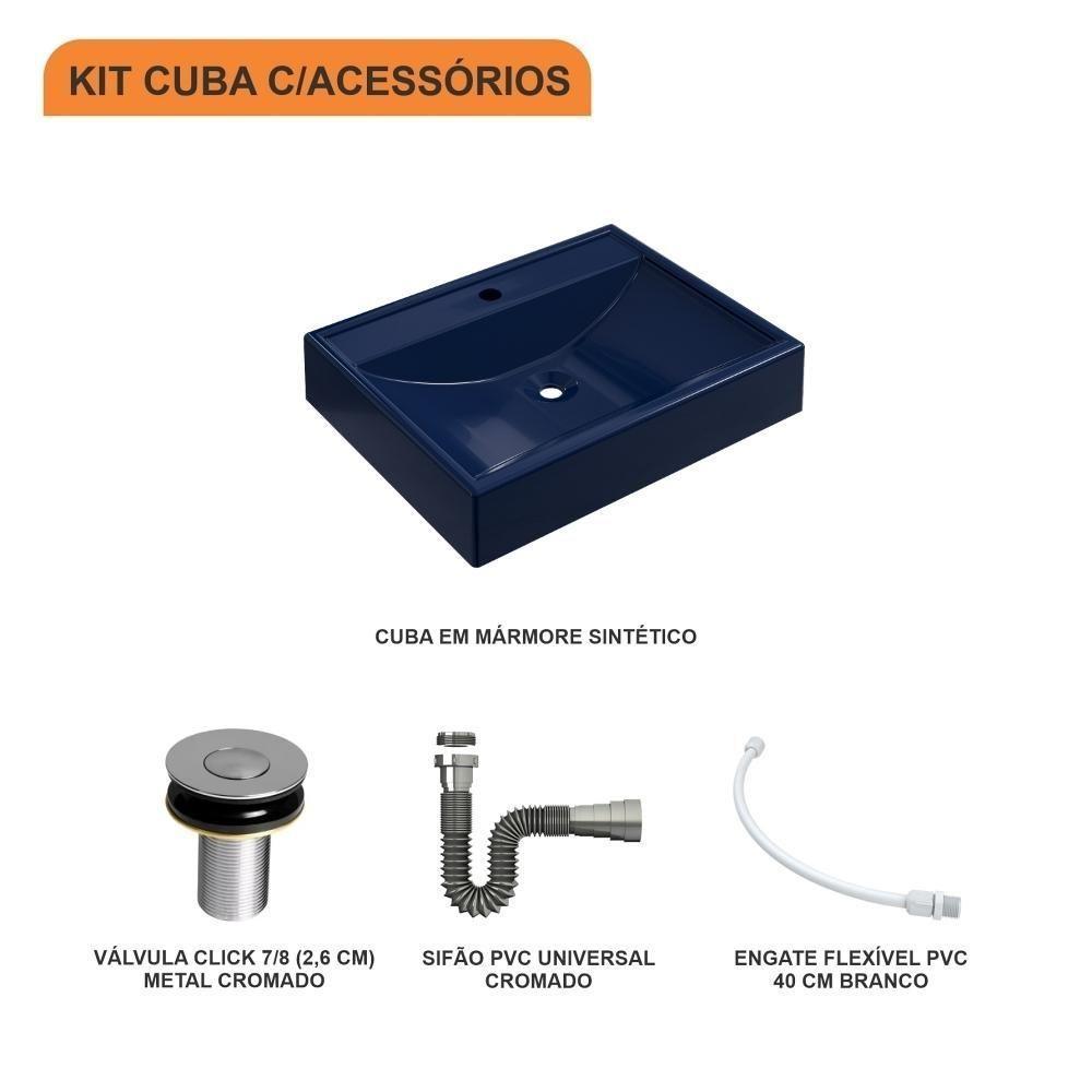 Kit Cuba Rt49 C/válvula Click 1''b (2,6cm) + Sifão Cromado + Flexível Azul Escuro Azul Escuro - 8