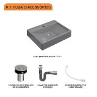 Kit Cuba Rt49 C/válvula Click 1''b (2,6cm) + Sifão Cromado + Flexível Cinza Cinza - 8