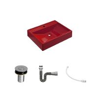 Kit Cuba Rt49 C/válvula Click 1''b (2,6cm) + Sifão Cromado + Flexível Vermelho Vermelho - 2