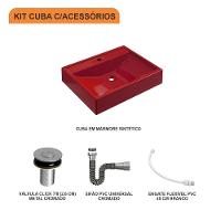 Kit Cuba Rt49 C/válvula Click 1''b (2,6cm) + Sifão Cromado + Flexível Vermelho Vermelho - 8