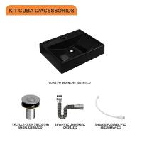 Kit Cuba Rt49 C/válvula Click 1''b (2,6cm) + Sifão Cromado + Flexível Preto Preto - 8