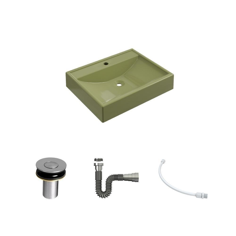 Kit Cuba Rt49 C/válvula Click 1''b (2,6cm) + Sifão Cromado + Flexível Verde Acqua Verde Acqua - 2