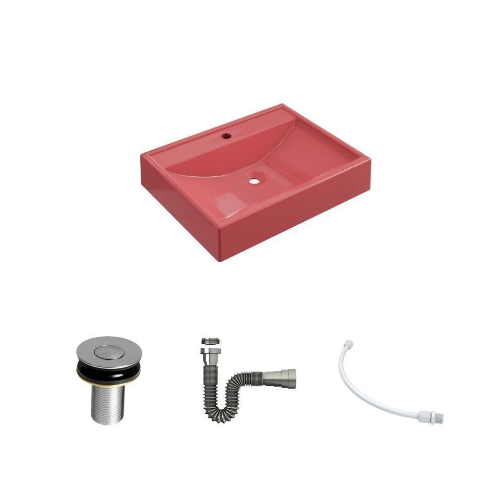 Kit Cuba Rt49 C/válvula Click 1''b (2,6cm) + Sifão Cromado + Flexível Rosa Rosa - 2