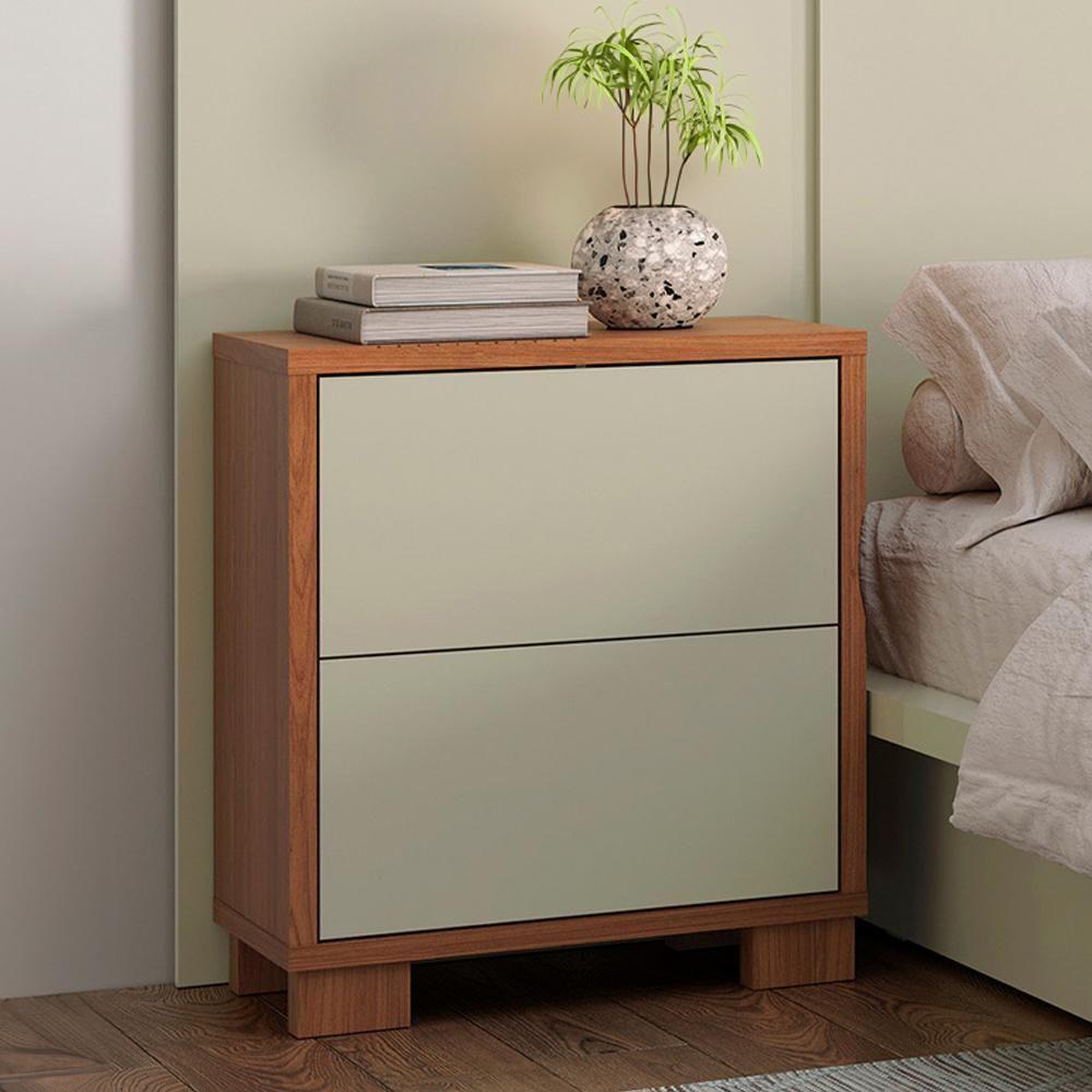 Mesa De Cabeceira 2 Gavetas 54cm Click D03 Freijó Off White - Lyam Decor - 2
