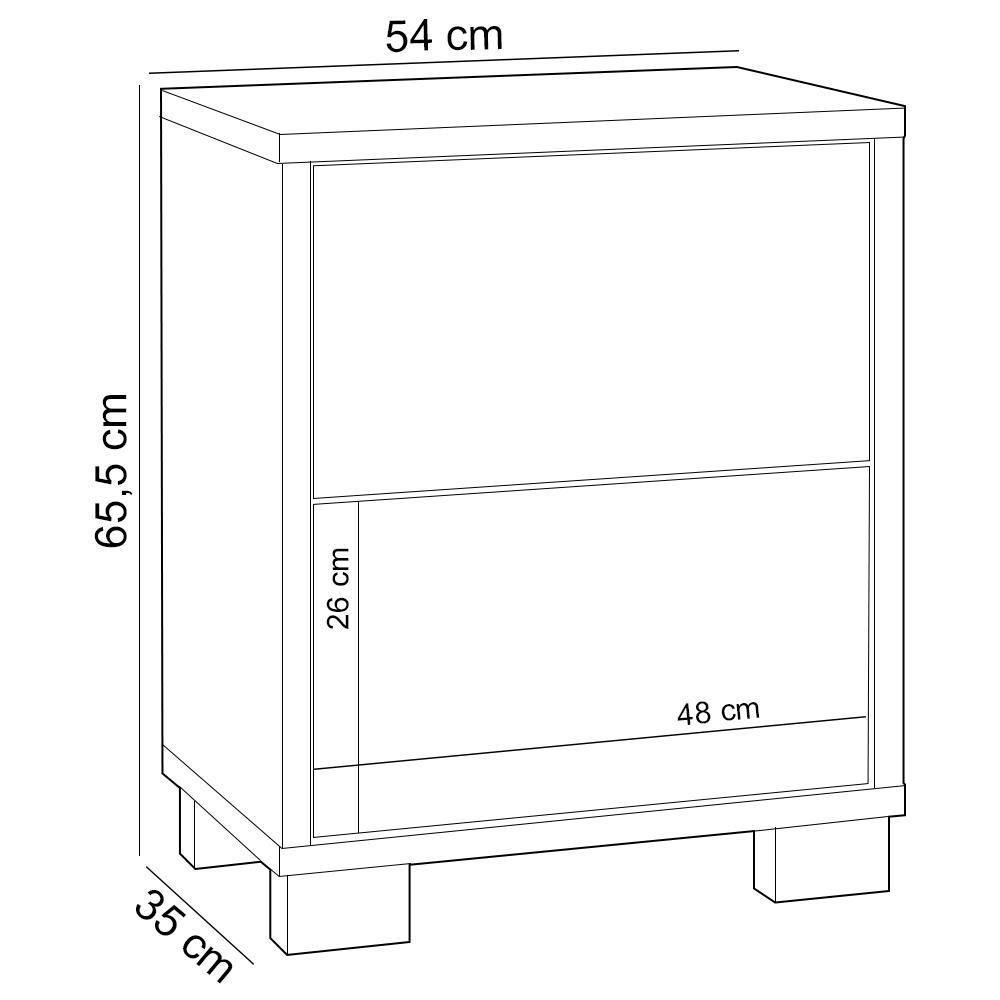 Mesa De Cabeceira 2 Gavetas 54cm Click D03 Freijó Off White - Lyam Decor - 4