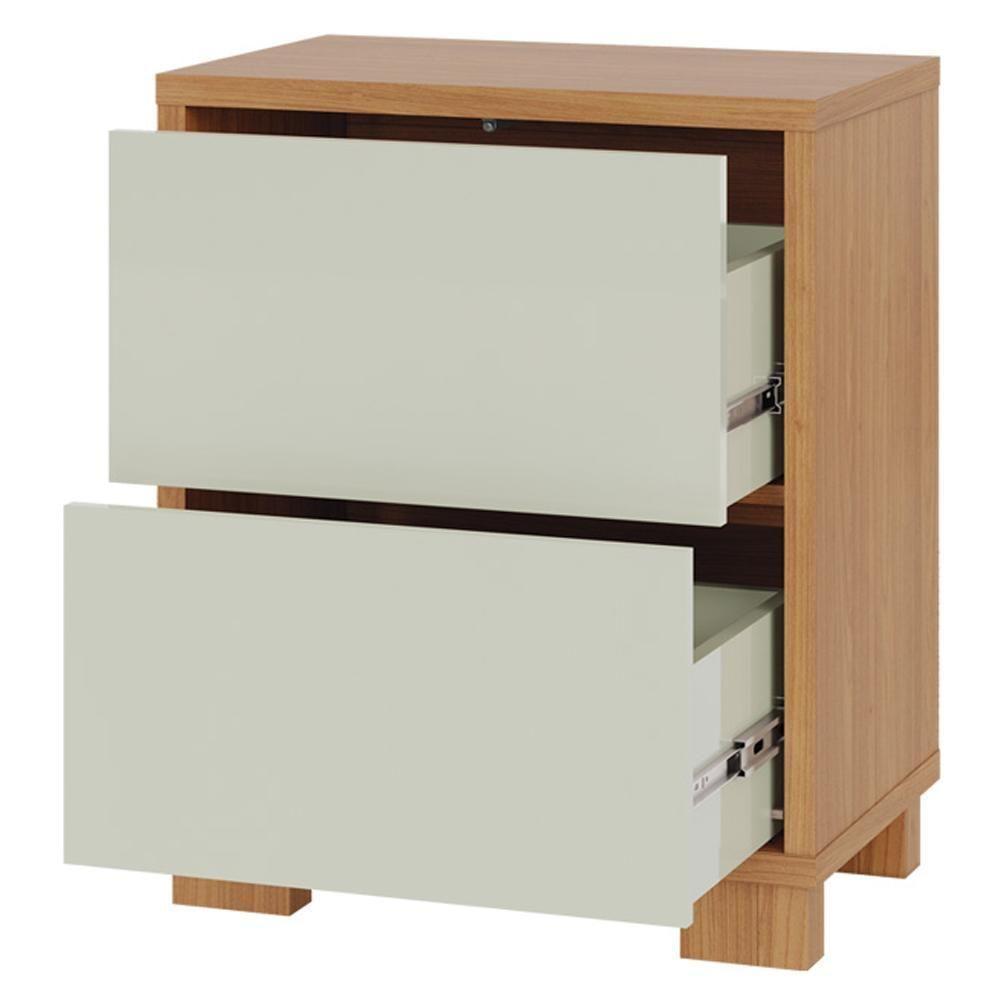 Mesa De Cabeceira 2 Gavetas 54cm Click D03 Freijó Off White - Lyam Decor - 6