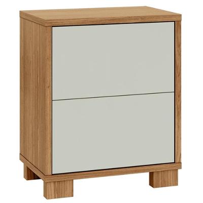 Mesa De Cabeceira 2 Gavetas 54cm Click D03 Freijó Off White - Lyam Decor