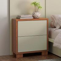 Mesa De Cabeceira 2 Gavetas 54cm Click D03 Freijó Off White - Lyam Decor - 2