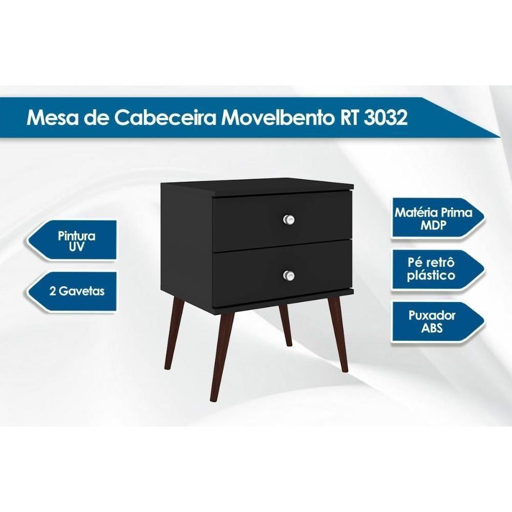 Mesa Cabeceira Infantil RT 3032 c/ 2 Gavetas Branco - Movelbento - 3