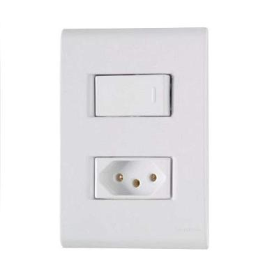 Interruptor Simples + Tomada 10a Linha Liz Tramontina - Branco - Modular - Parafusos Inclusos
