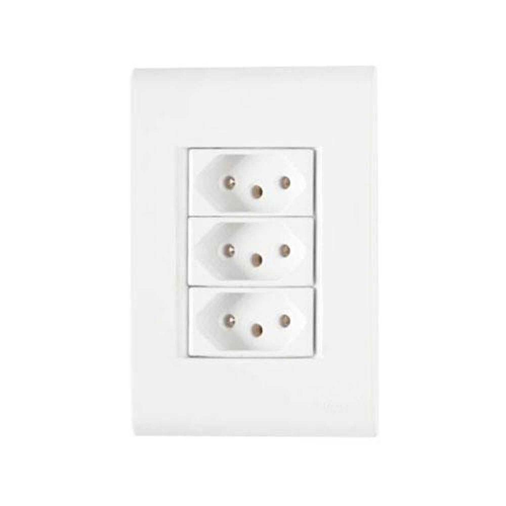 Conjunto 3 Tomadas 3p 10a Branca - Linha Liz Tramontina - 1