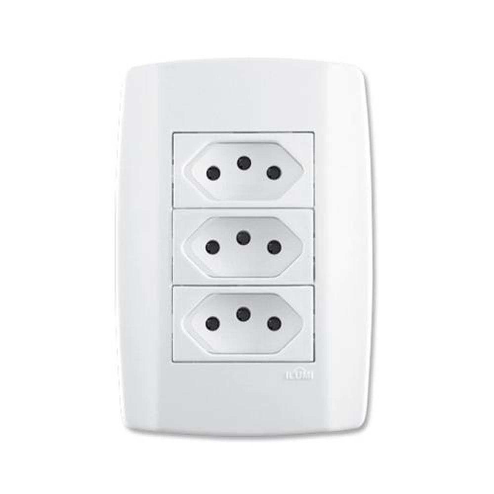 Conjunto 3 Tomadas 3p 10a Linha Slim Ilumi - Kit Elétrico Residencial - 1