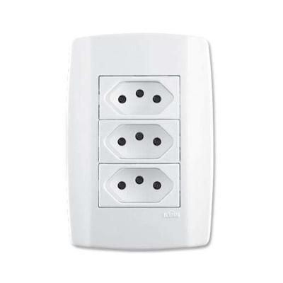 Conjunto 3 Tomadas 3p 10a Linha Slim Ilumi - Kit Elétrico Residencial