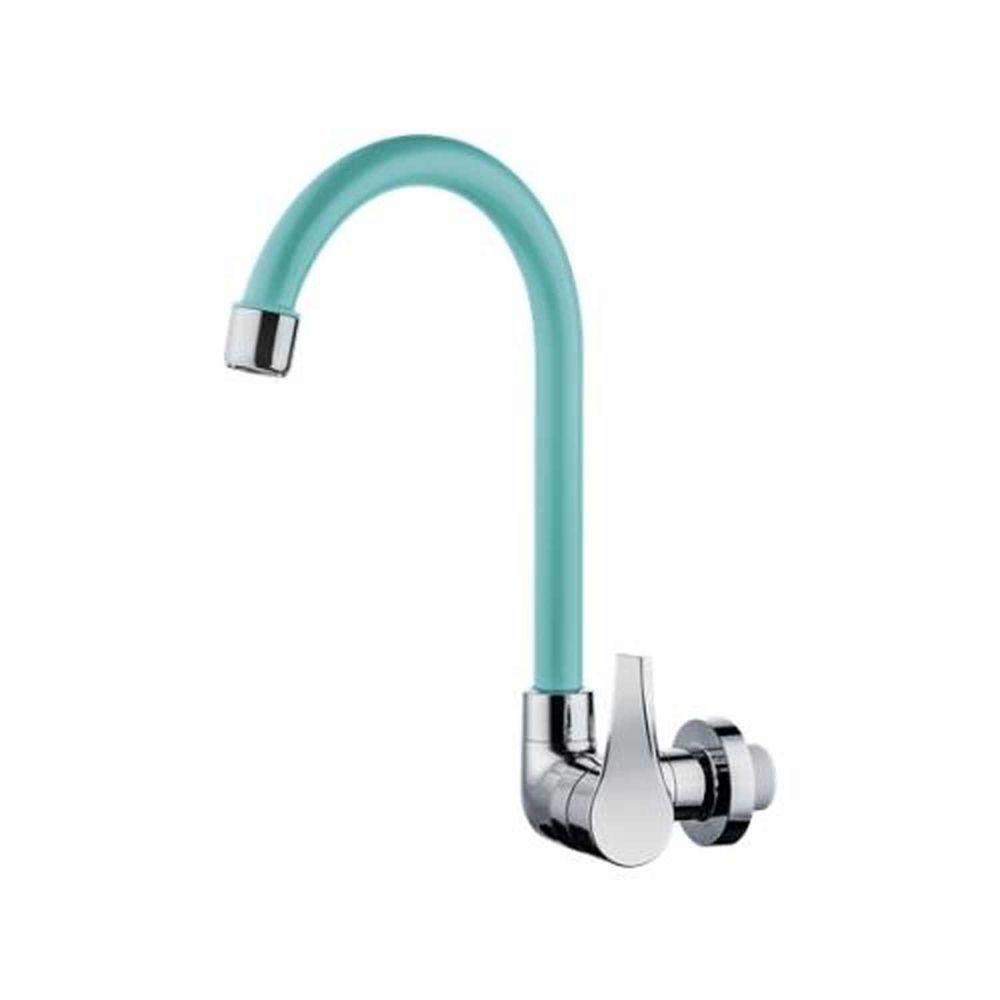 Torneira Parede Bica Móvel Azul Turquesa - Abs - Pastilha Cerâmica - Cromado - 1