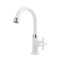 Torneira Lavatório Bica Alta 1/2 Branca - Blukit Com Fechamento 1/4 De Volta - 1