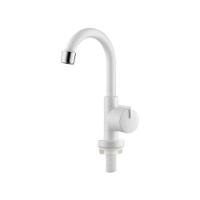 Torneira Lavatório Bica Alta Branca Abs - Vedante Cerâmica - Cromado - 1