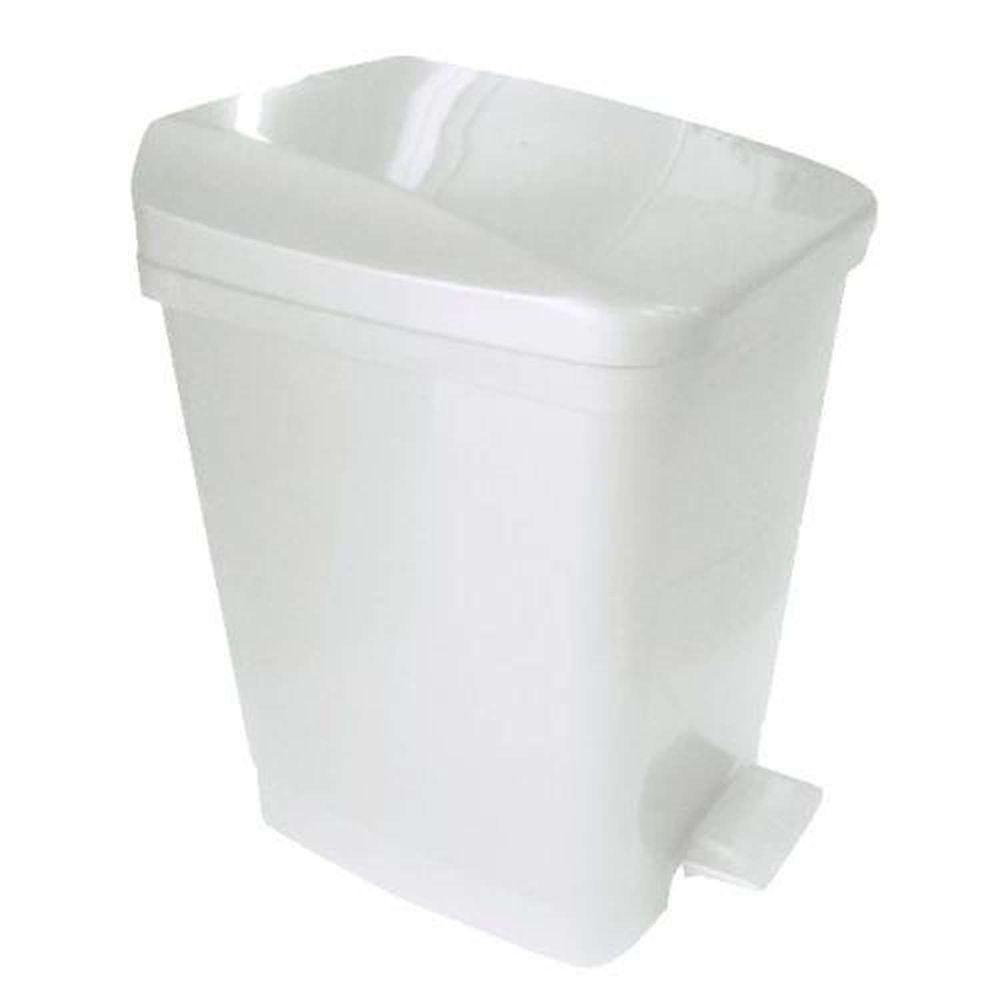 Lixeira Plástica Quadrada 9 Litros Com Pedal Branco - Altura 28cm - Metasul - 1