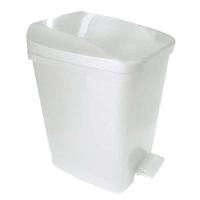 Lixeira Plástica Quadrada 9 Litros Com Pedal Branco - Altura 28cm - Metasul - 1