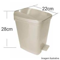 Lixeira Plástica Quadrada 9 Litros Com Pedal Branco - Altura 28cm - Metasul - 2