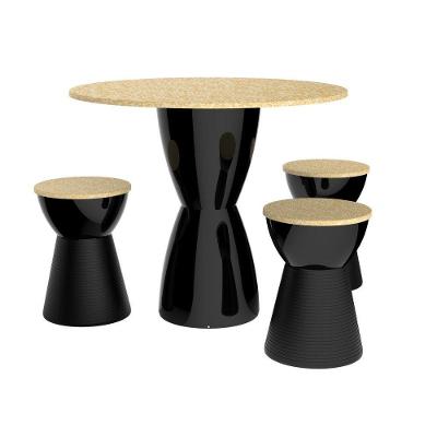 Conjunto Fit Wood Com Mesa + 03 Banquetas Sili I'M In Preto Grifit