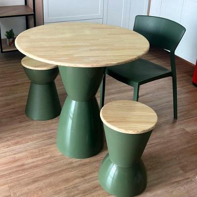 Conjunto Fit Wood Com Mesa + 03 Banquetas Sili I'M In Verde Alecrim Grifit