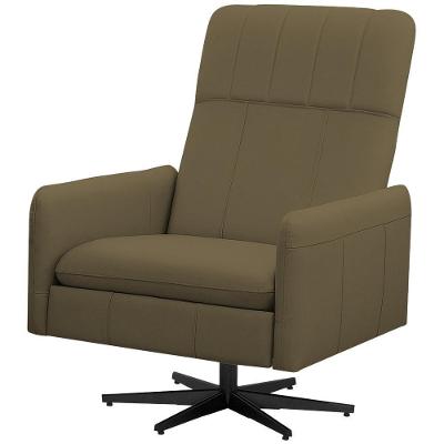 Poltrona Decorativa Giratória Retrátil Reclinável Lutor L06 Couro Verde Musgo - Lyam Decor