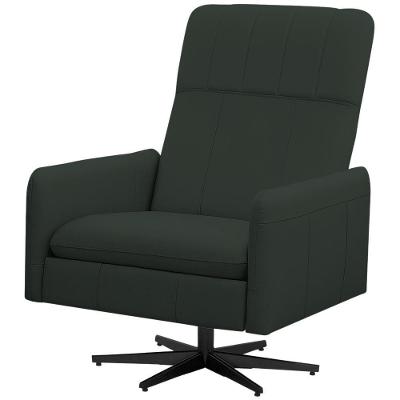 Poltrona Decorativa Giratória Retrátil Reclinável Lutor L06 Couro Verde Escuro - Lyam Decor
