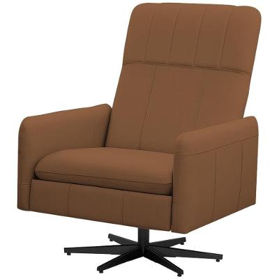 Poltrona Decorativa Giratória Retrátil Reclinável Lutor L06 Couro Caramelo - Lyam Decor