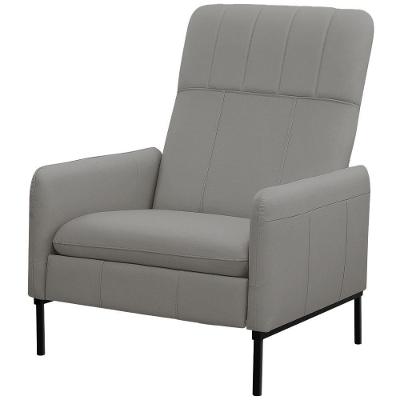 Poltrona Decorativa Fixa Retrátil Reclinável Lutor L06 Couro Cinza Claro - Lyam Decor
