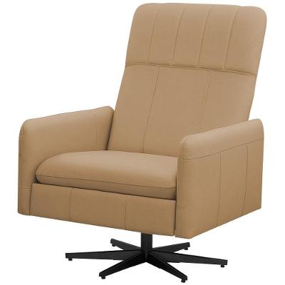 Poltrona Decorativa Giratória Retrátil Reclinável Lutor L06 Couro Marrom Claro - Lyam Decor