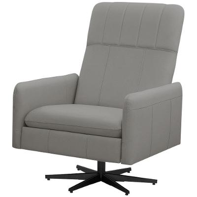 Poltrona Decorativa Giratória Retrátil Reclinável Lutor L06 Couro Cinza Claro - Lyam Decor