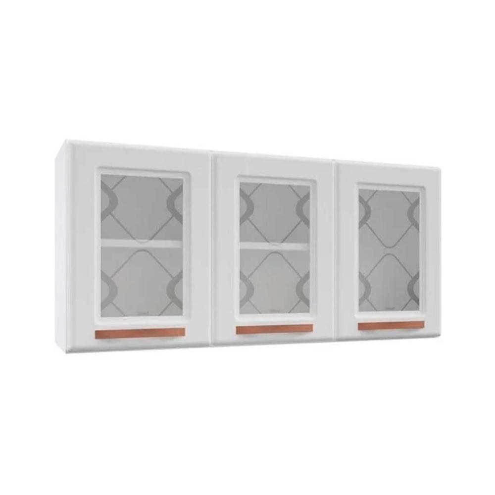 Módulo Cozinha Telasul Mirage New Armário  3 Portas c/ Vidro Branco - 1