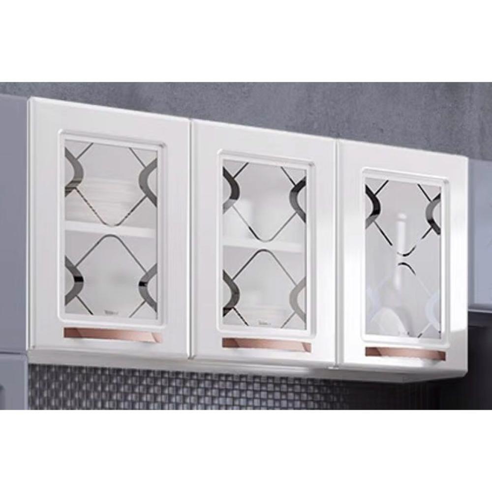 Módulo Cozinha Telasul Mirage New Armário  3 Portas c/ Vidro Branco - 2