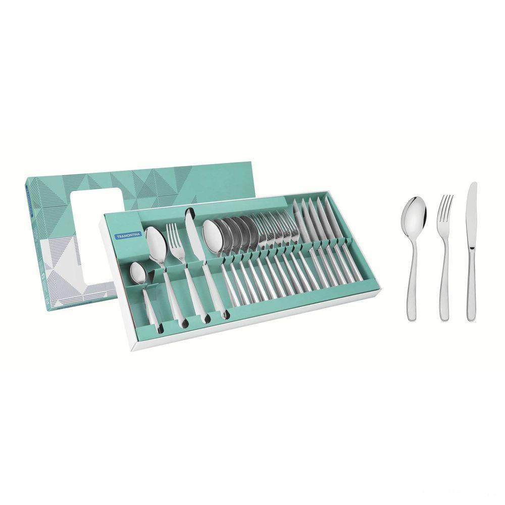 Faqueiro Tramontina Maresias Em Aço Inox Com Facas De Mesa Acabamento Brilho 24 Peças Tramontina - 1